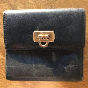 Salvatore Ferragamo Navy Blue Leather Wallet
